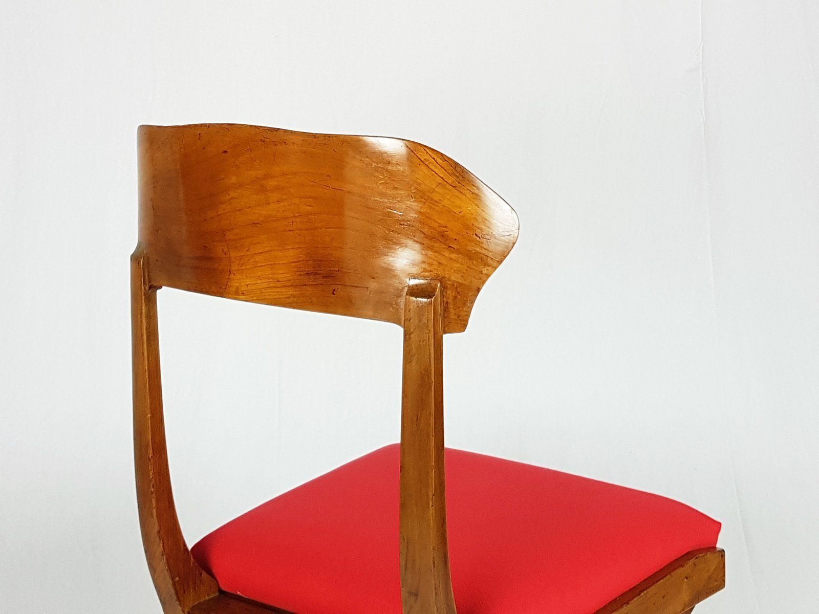 Mid Century Wood And Red Fabric Side Chairs From Fratelli Barni Mobili D'arte photo 2343.0