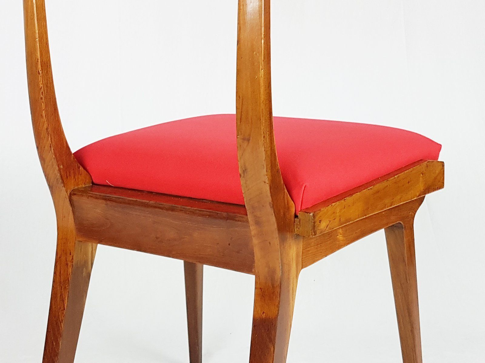 photo vinterior Mid Century Wood And Red Fabric Side Chairs From Fratelli Barni Mobili D'arte