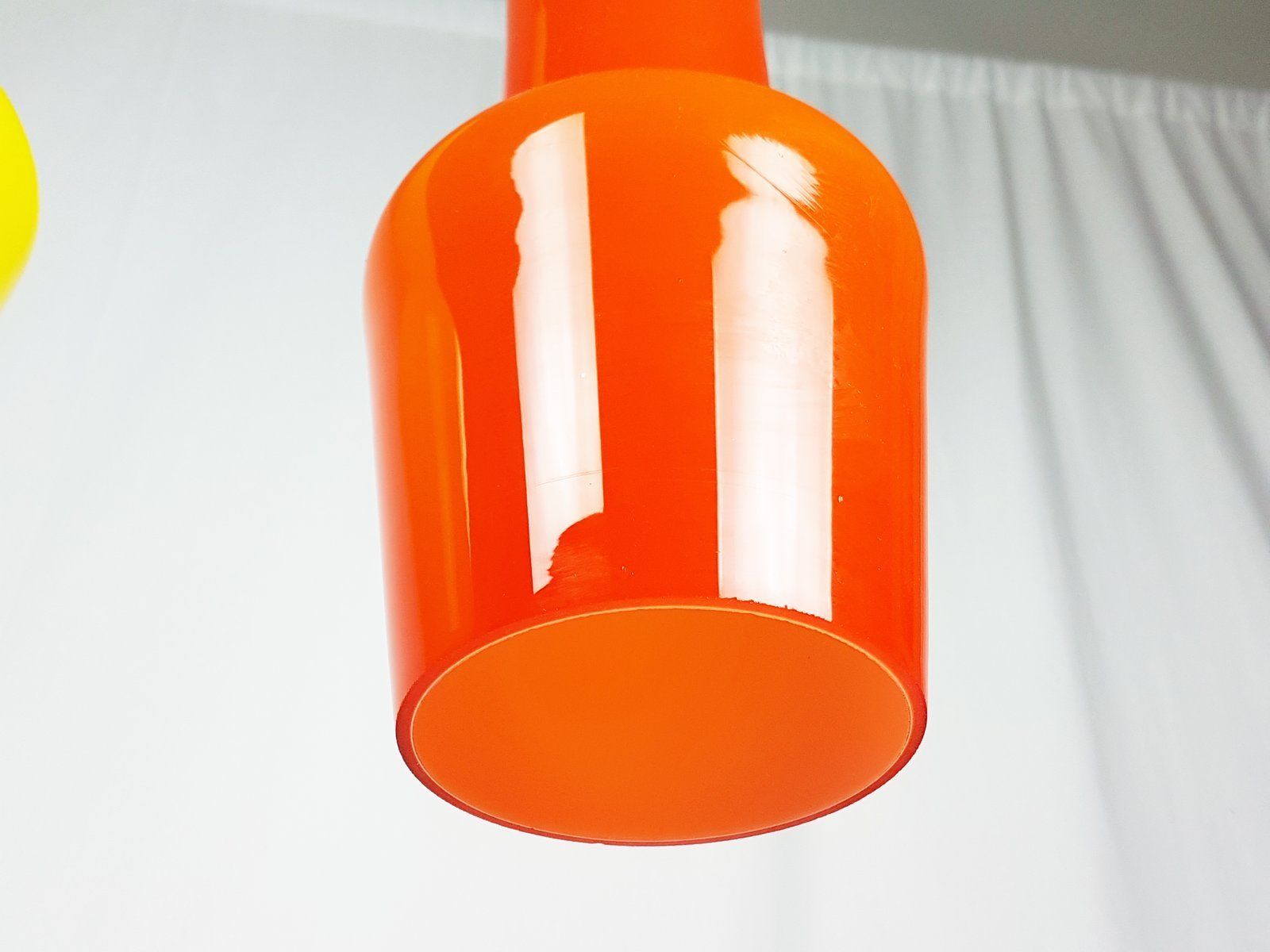 Orange And Yellow Murano Glass And Brass Pendant Lamp From Stilnovo photo vinterior