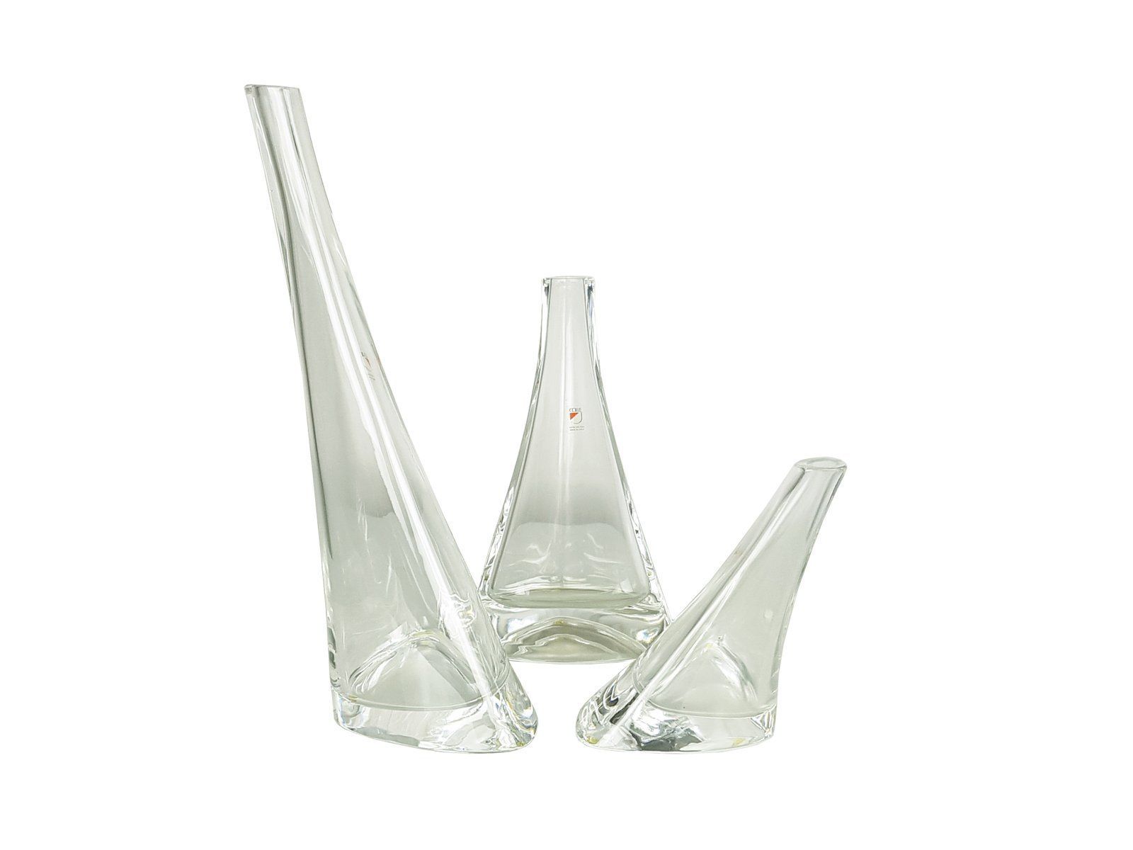 Crystal Vases By Angelo Mangiarotti For Cristalleria Colle 1980s Set Of 3
