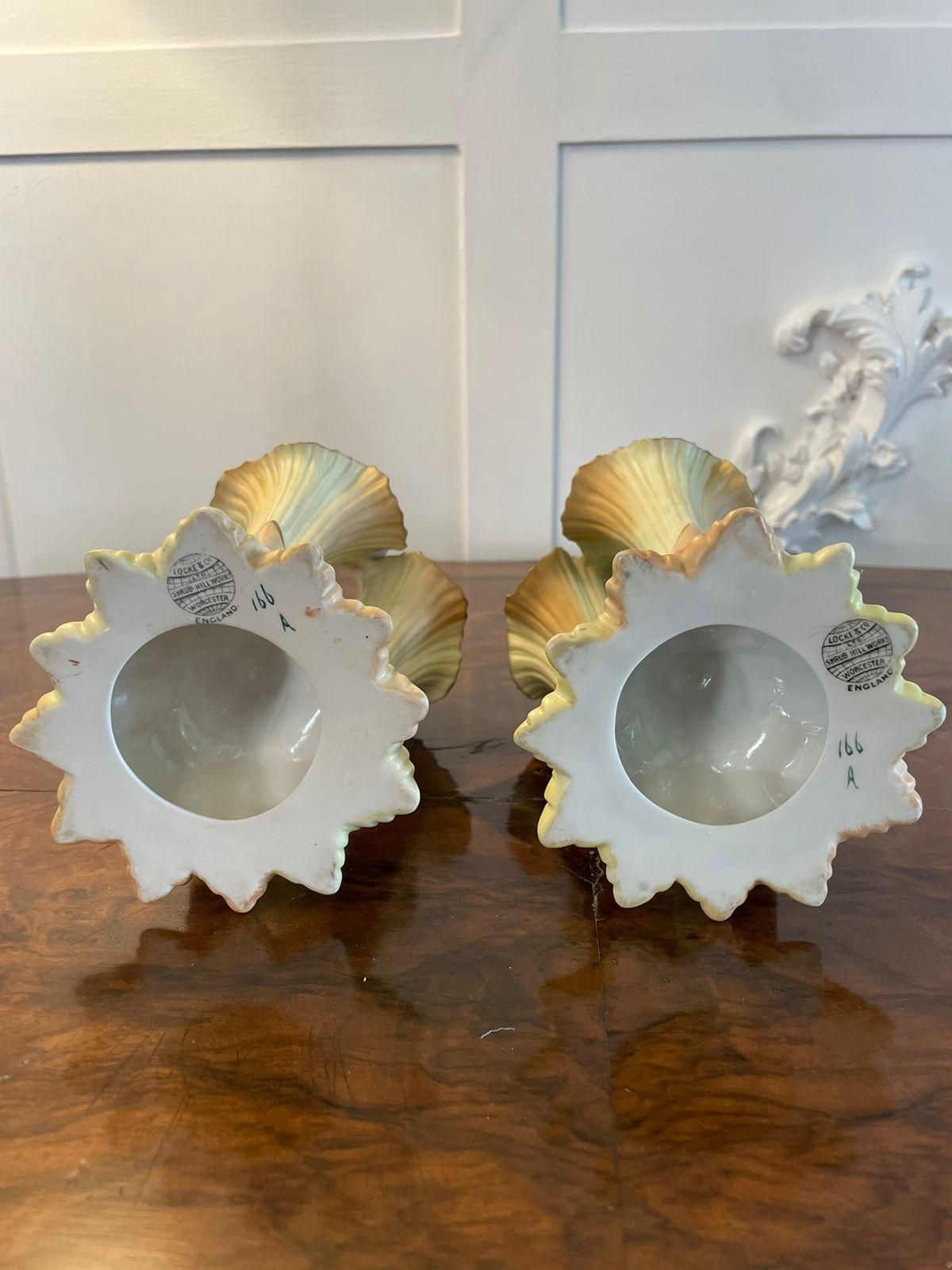photo for sale Antique Locke & Co. Porcelain Blush Ivory Spill Vases