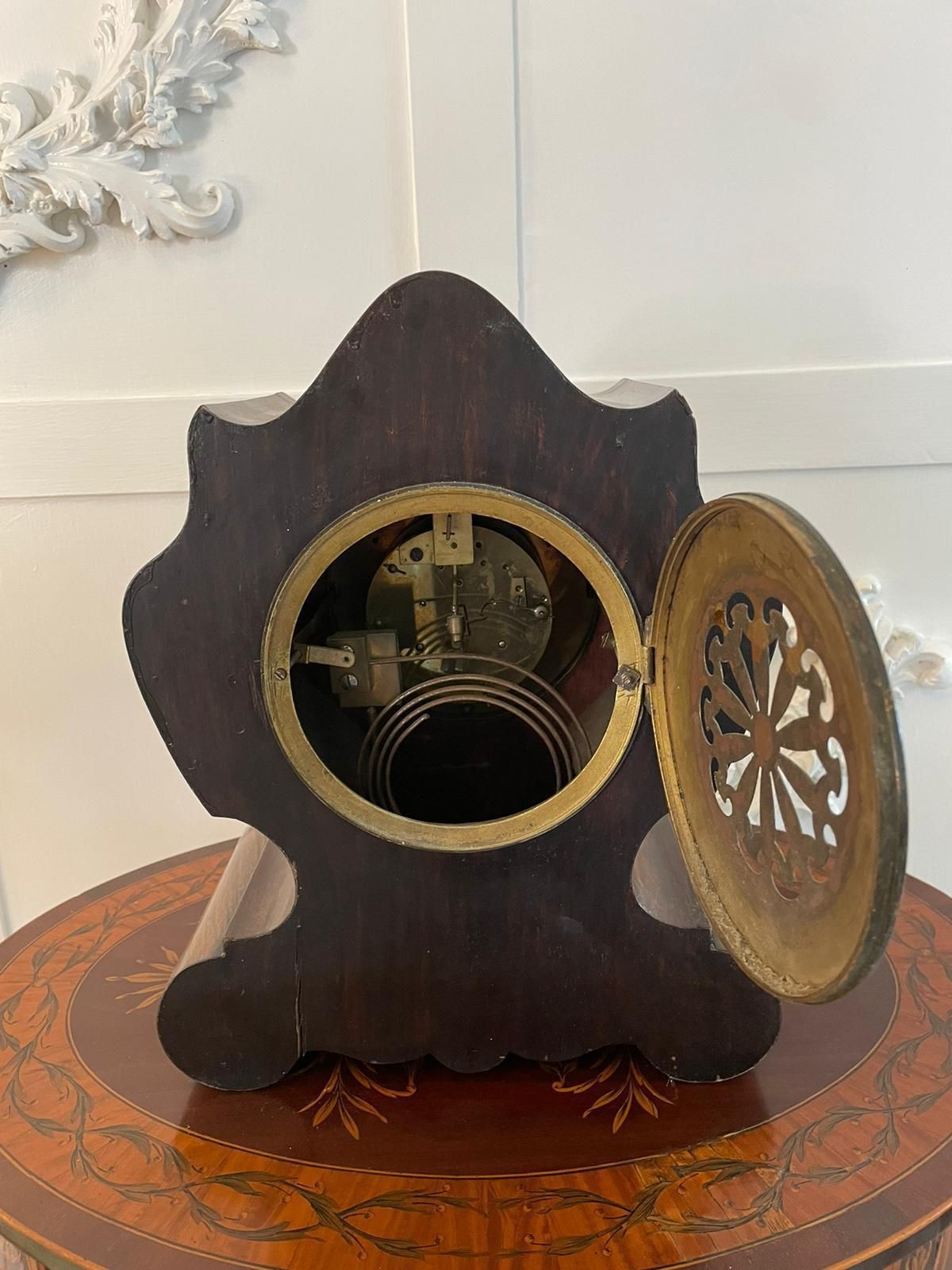 Antique 19th Century French Rosewood Marquetry Inlaid Eight Day Mantel Clock photo 1095.0