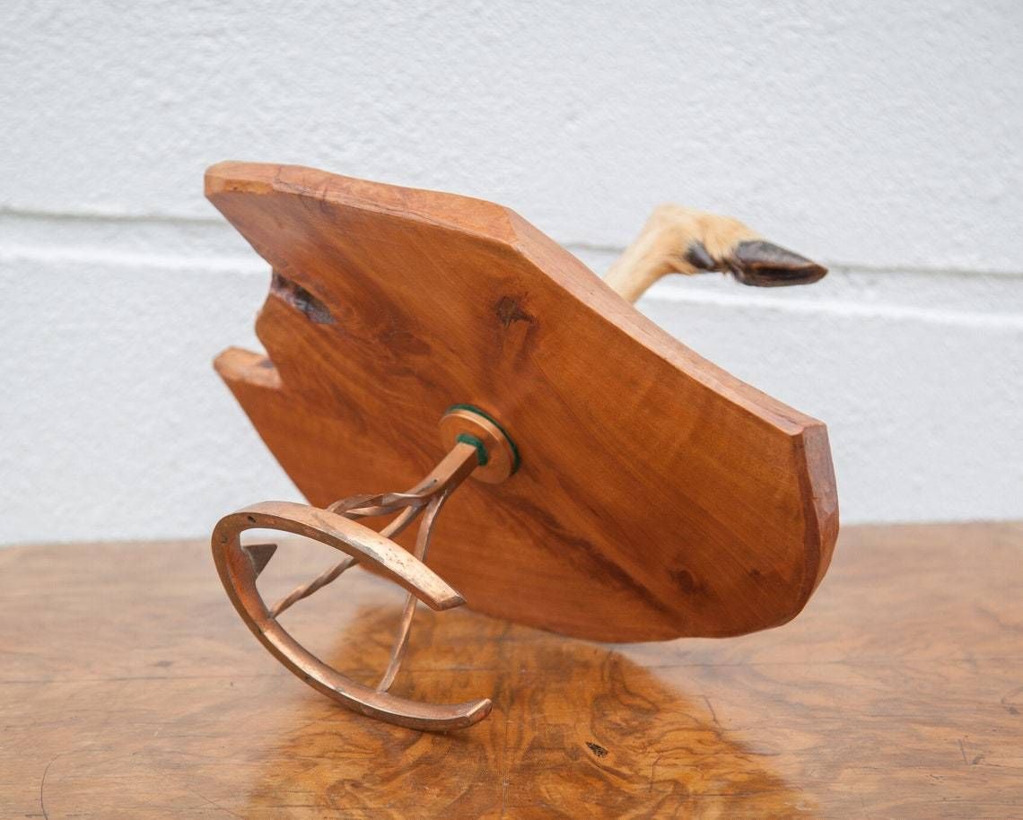 photo furniture Vintage Platter, Cheese Platter, Crowbar Top, Wood Top With Copper Foot, Original, Hunting, Cheese Tray