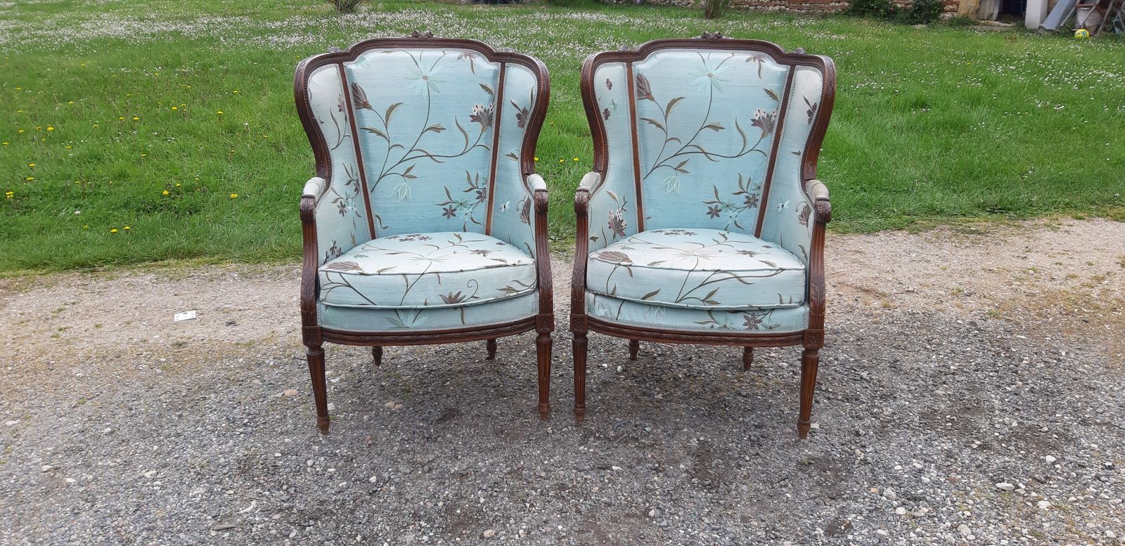 Pair Of Cabriolet Armchairs With Ears, 1930, photo vintage