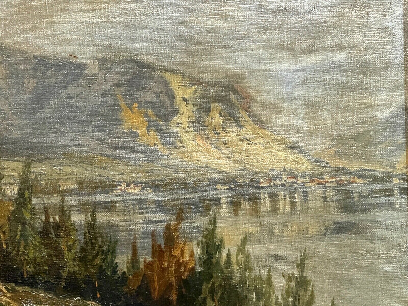 Painting, Oil On Canvas, Landscape Mountain, Early Twentieth Century photo Art