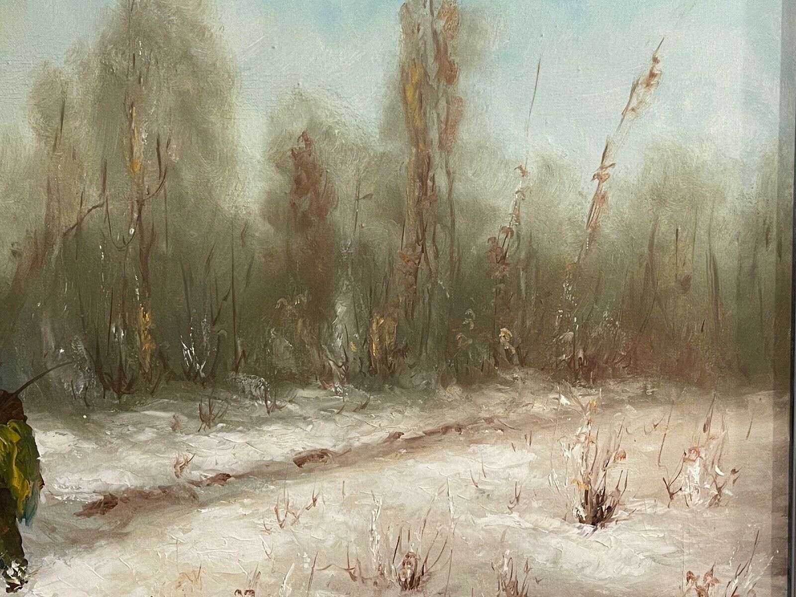 Painting Oil On Canvas XX, "Snowfall At The Park", Signed C. Vergani photo vinterior