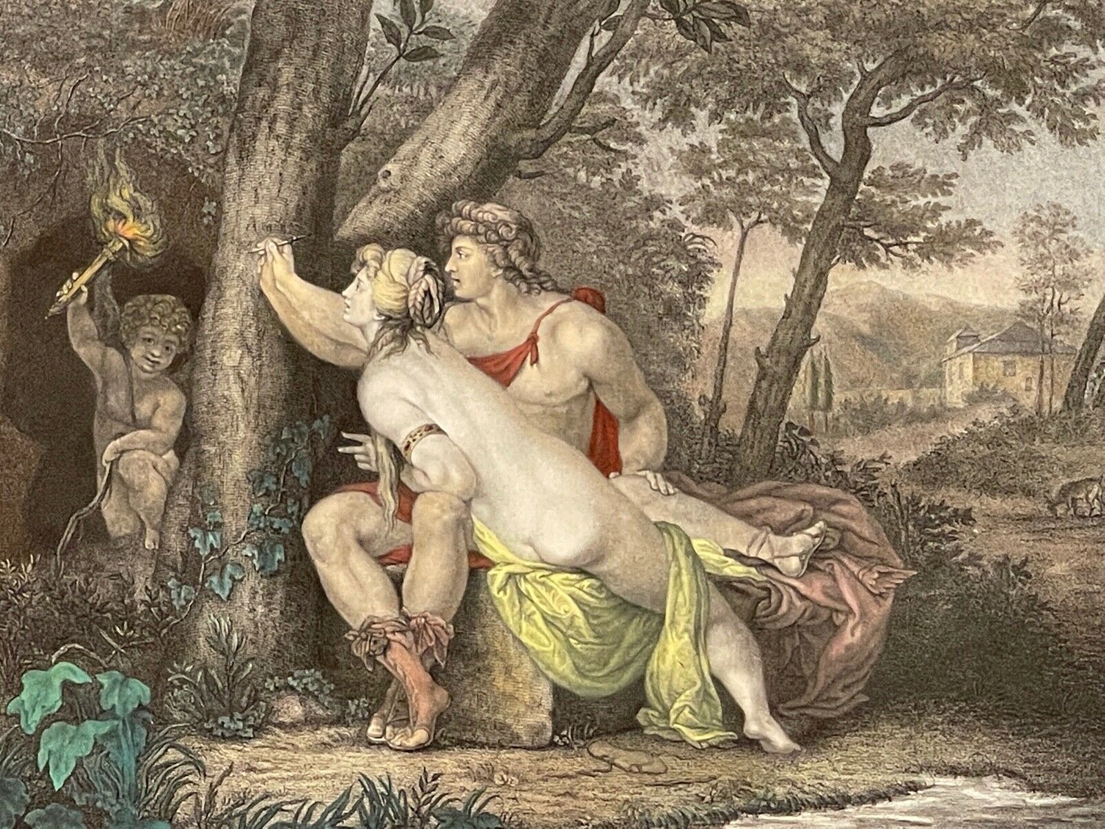 Watercolor Print "Angelica And Medoro" XX Watercolor Print photo for sale