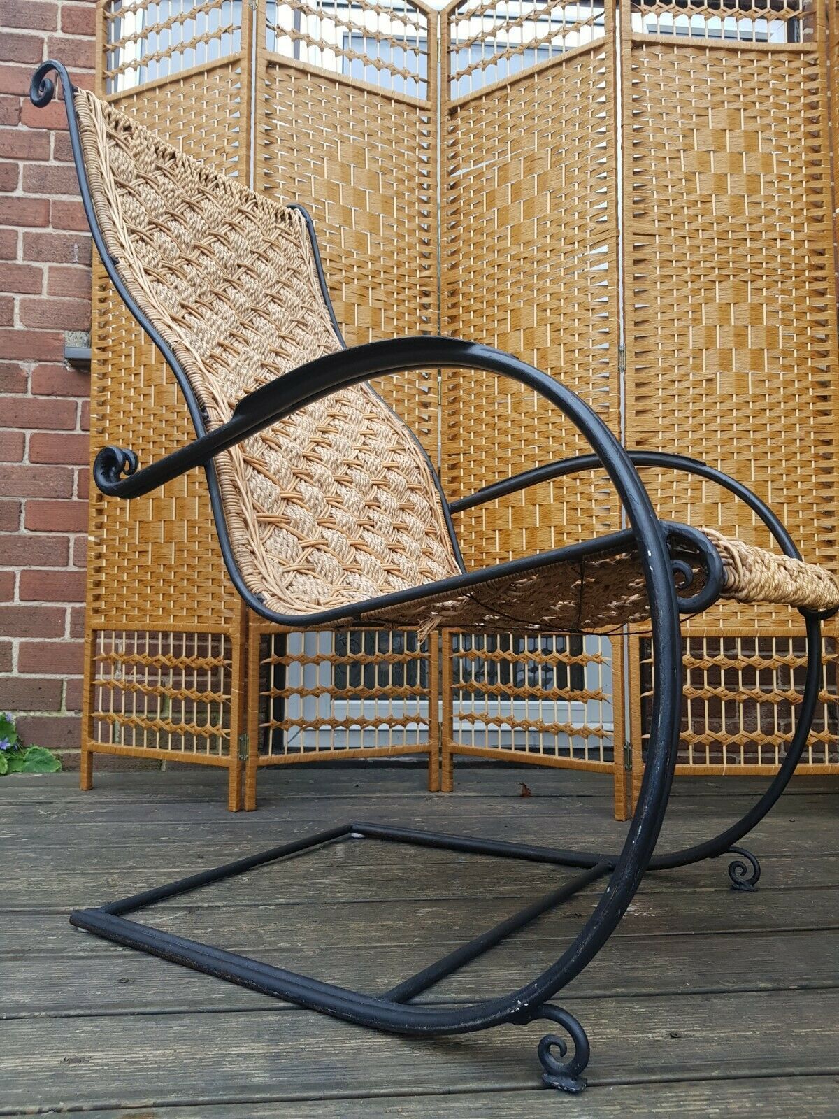 A Vintage French Albini Style Cane Iron And Rattan Armchair Superb And Rare photo Furniture