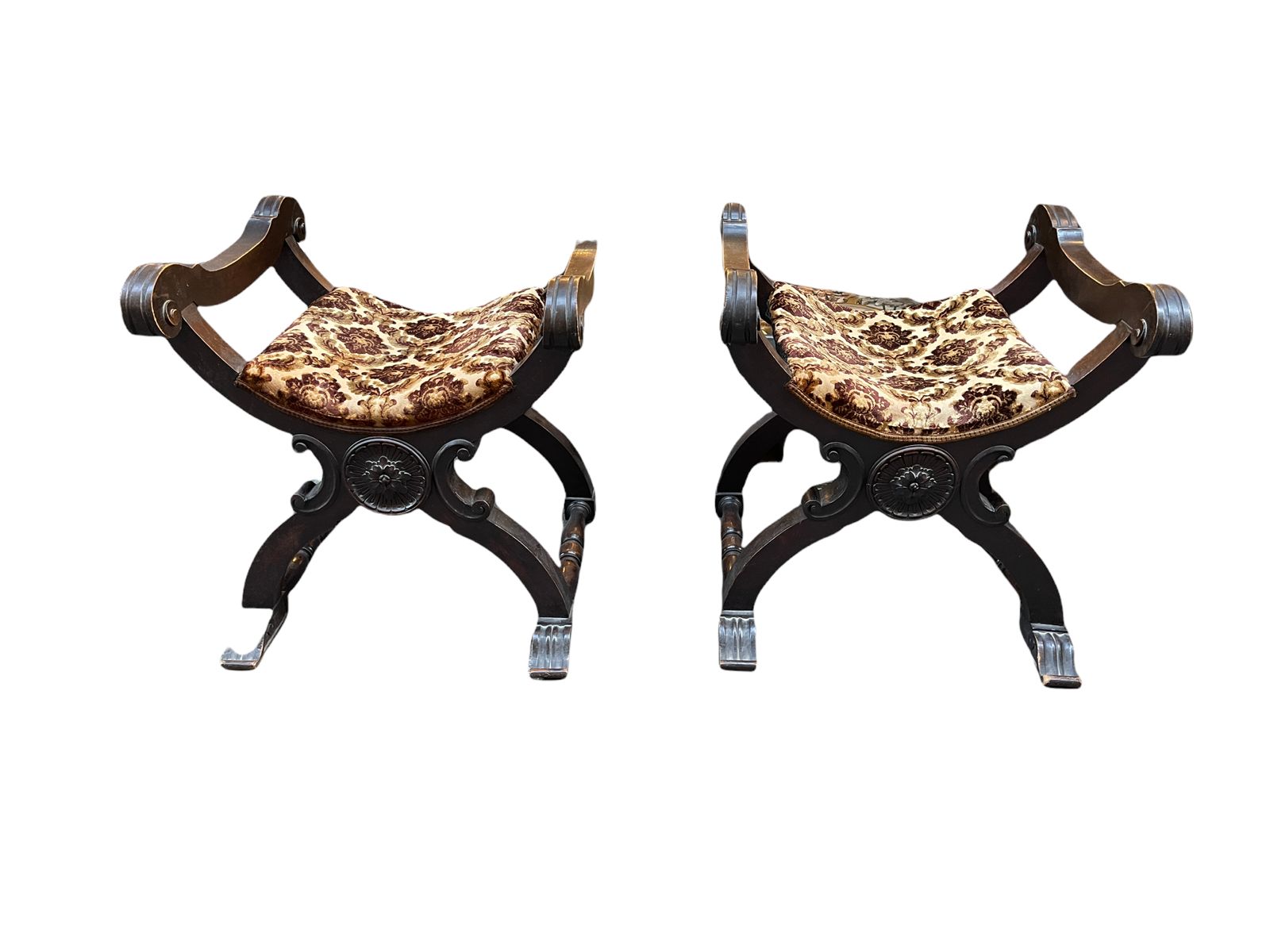 Pair Of Seats Style Savonarola, Vintage XIX Century