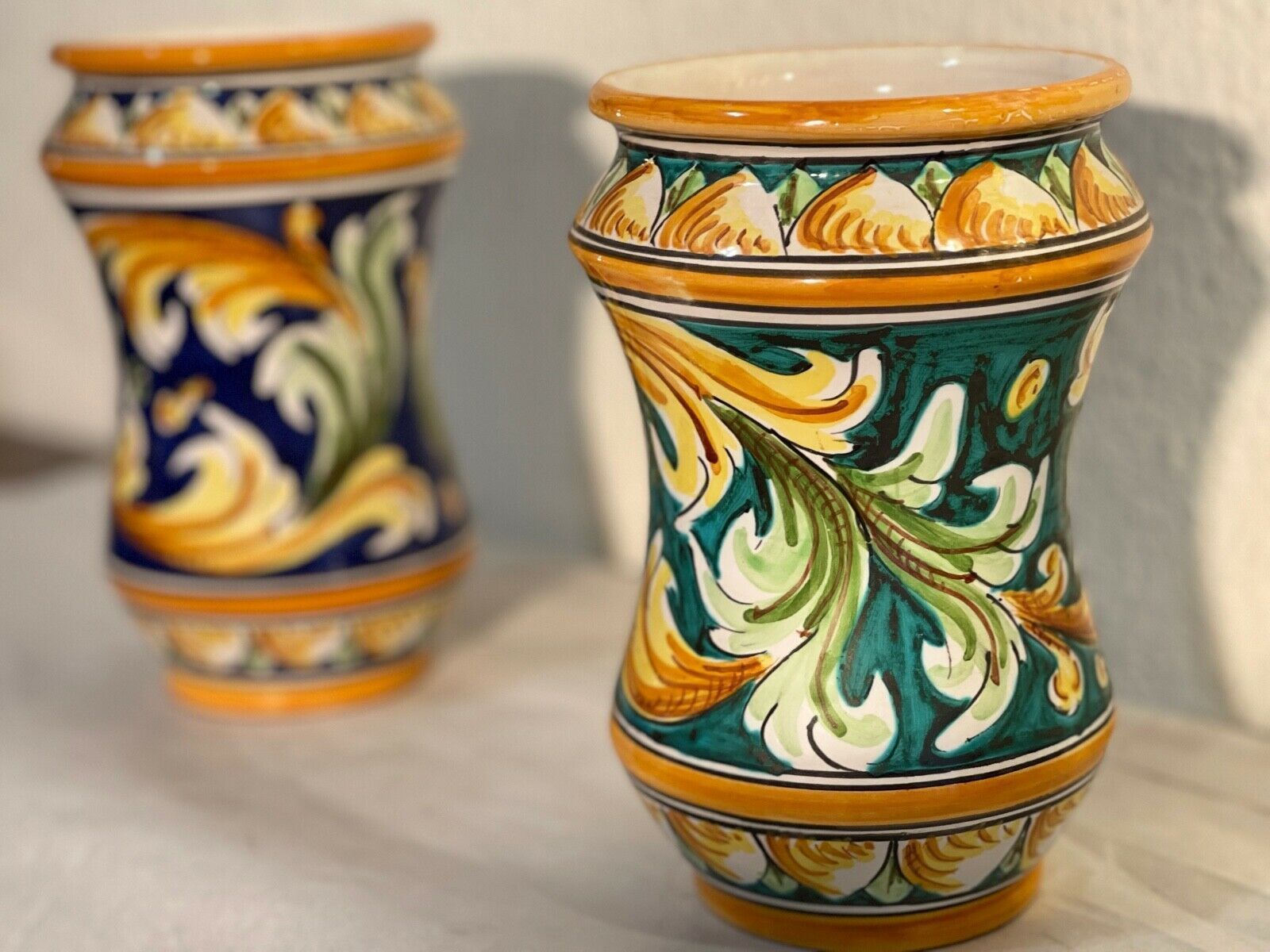 Pair Of Ceramic Vases Vintage Caltagirone. photo for sale