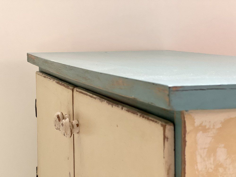 Beige And Cyan Cabinet, 1950s, Vintage photo furniture