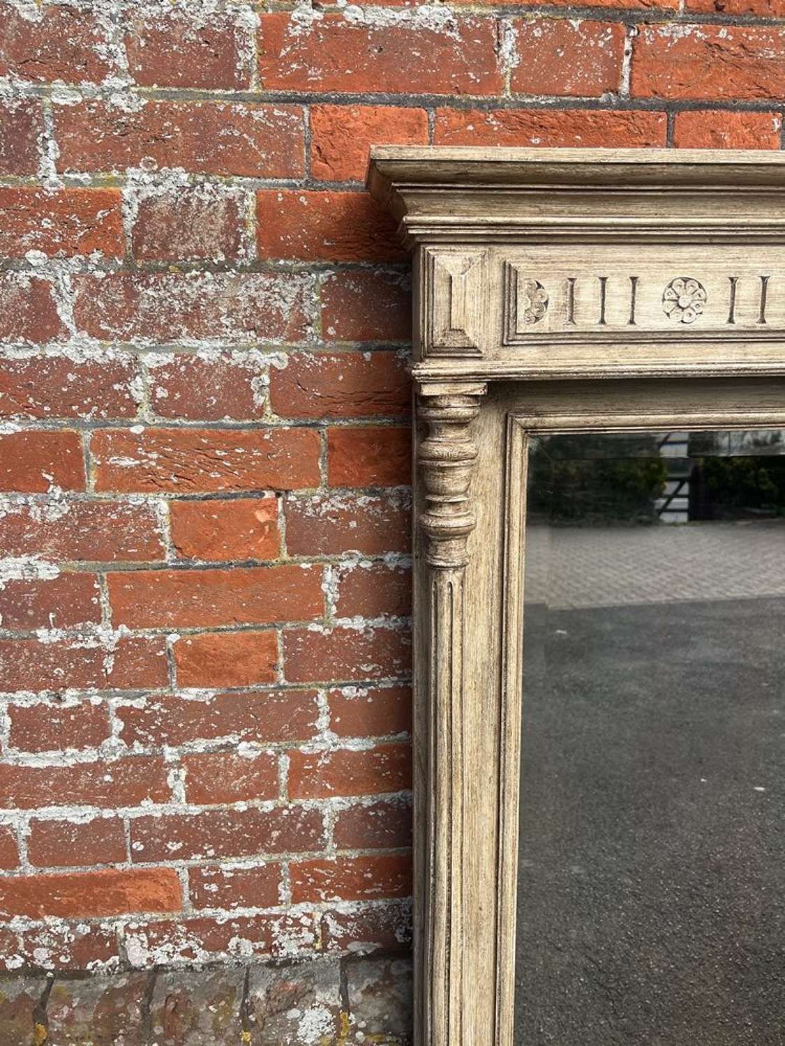 A Fabulous Large Antique French 19th C Carved Wood Painted Mirror photo 695.0