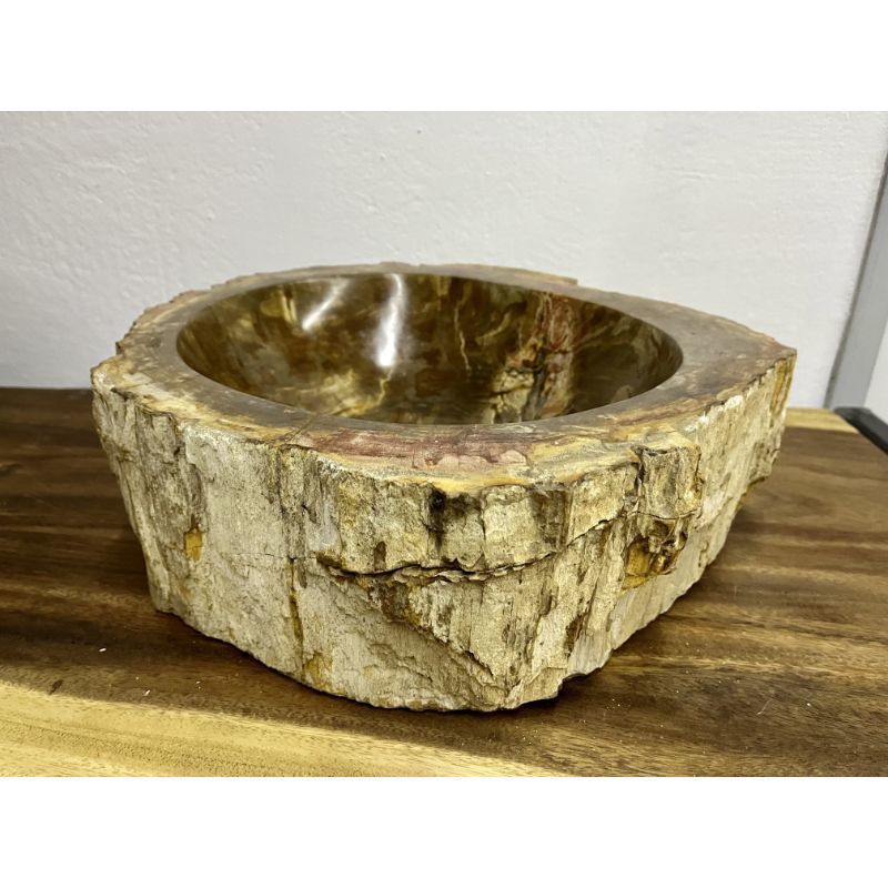 Petrified Wood Sink Brown/ Beige/ Yellow & Red Tones Polished Top Quality photo vinterior