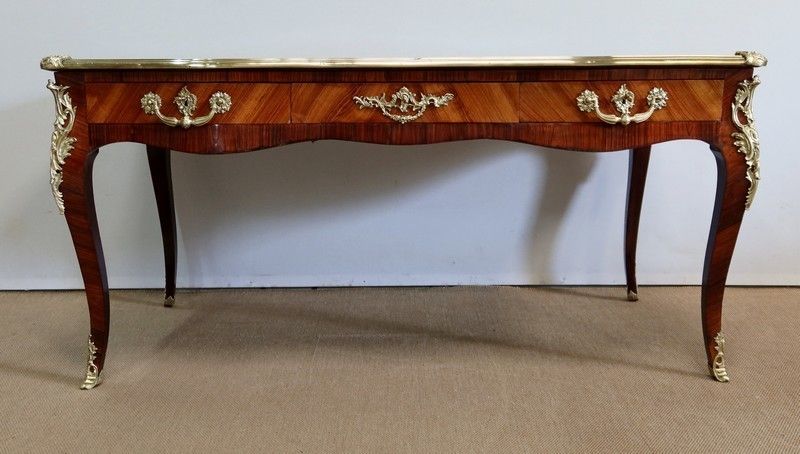photo furniture Ceremonial Desk In Rosewood And Violette Wood, Louis XV Style   2nd Half Of The 19th Century