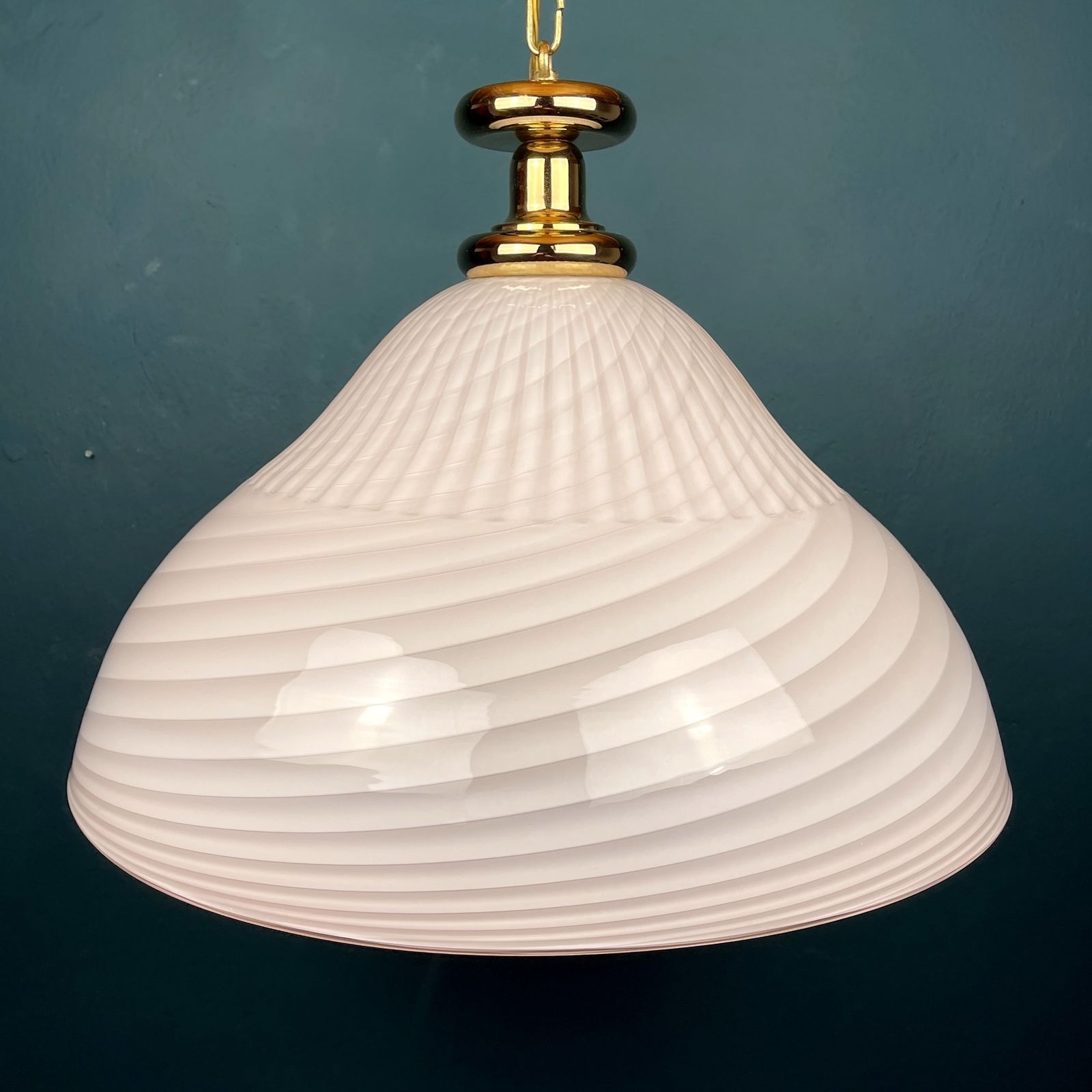 Large Swirl Pink Murano Glass Pendant Lamp Italy 1970s photo furniture