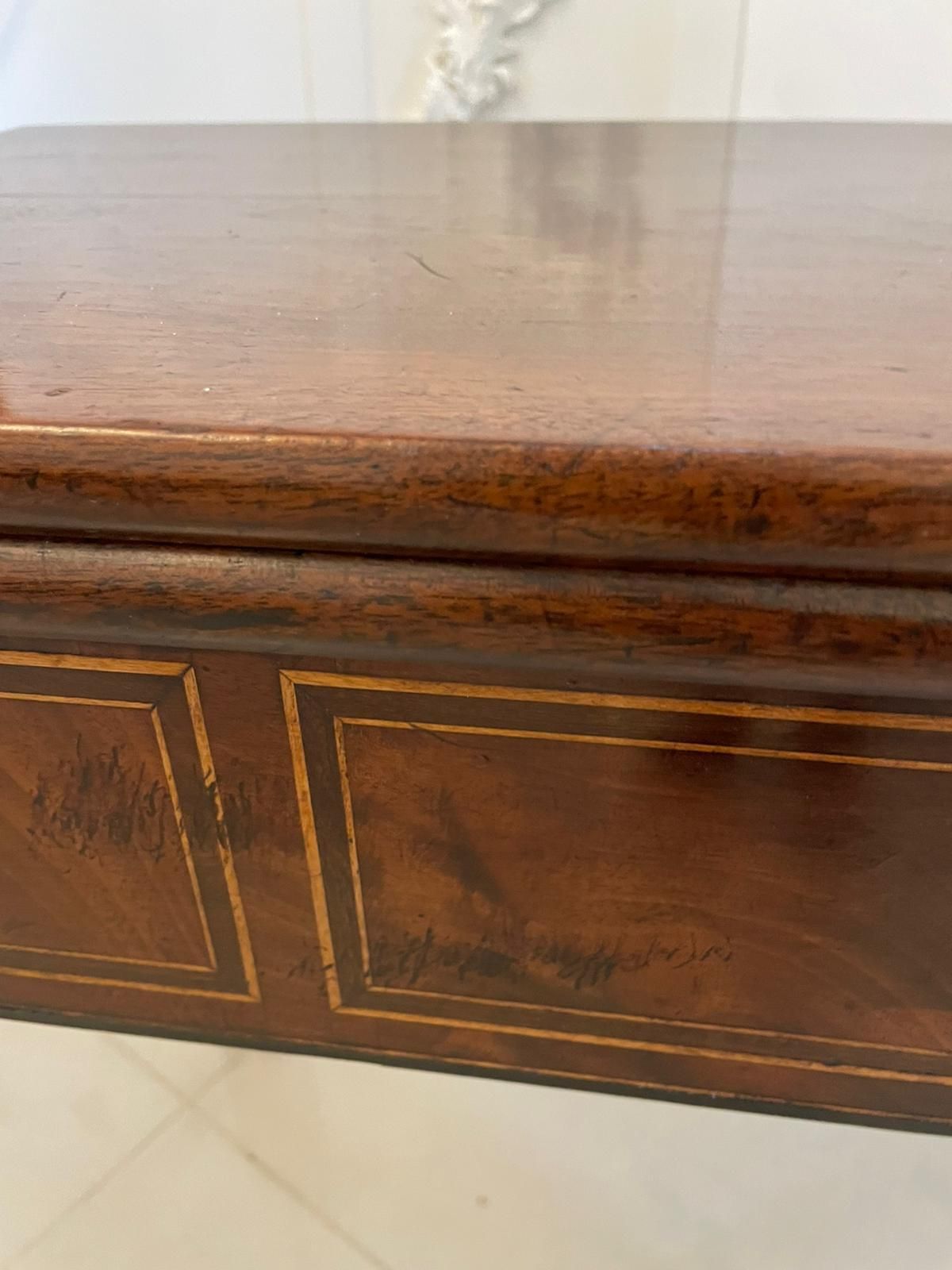 Furniture Antique George III Quality Mahogany Inlaid Tea Table photo
