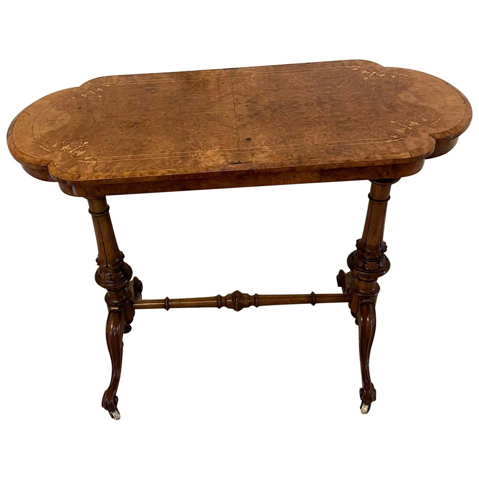 Antique Victorian Quality Burr Walnut Inlaid Freestanding Centre Table