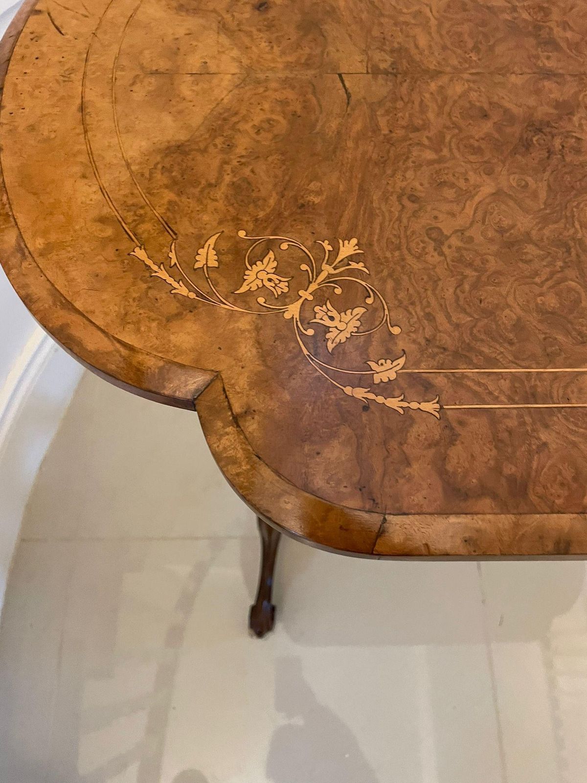 Antique Victorian Quality Burr Walnut Inlaid Freestanding Centre Table photo vinterior