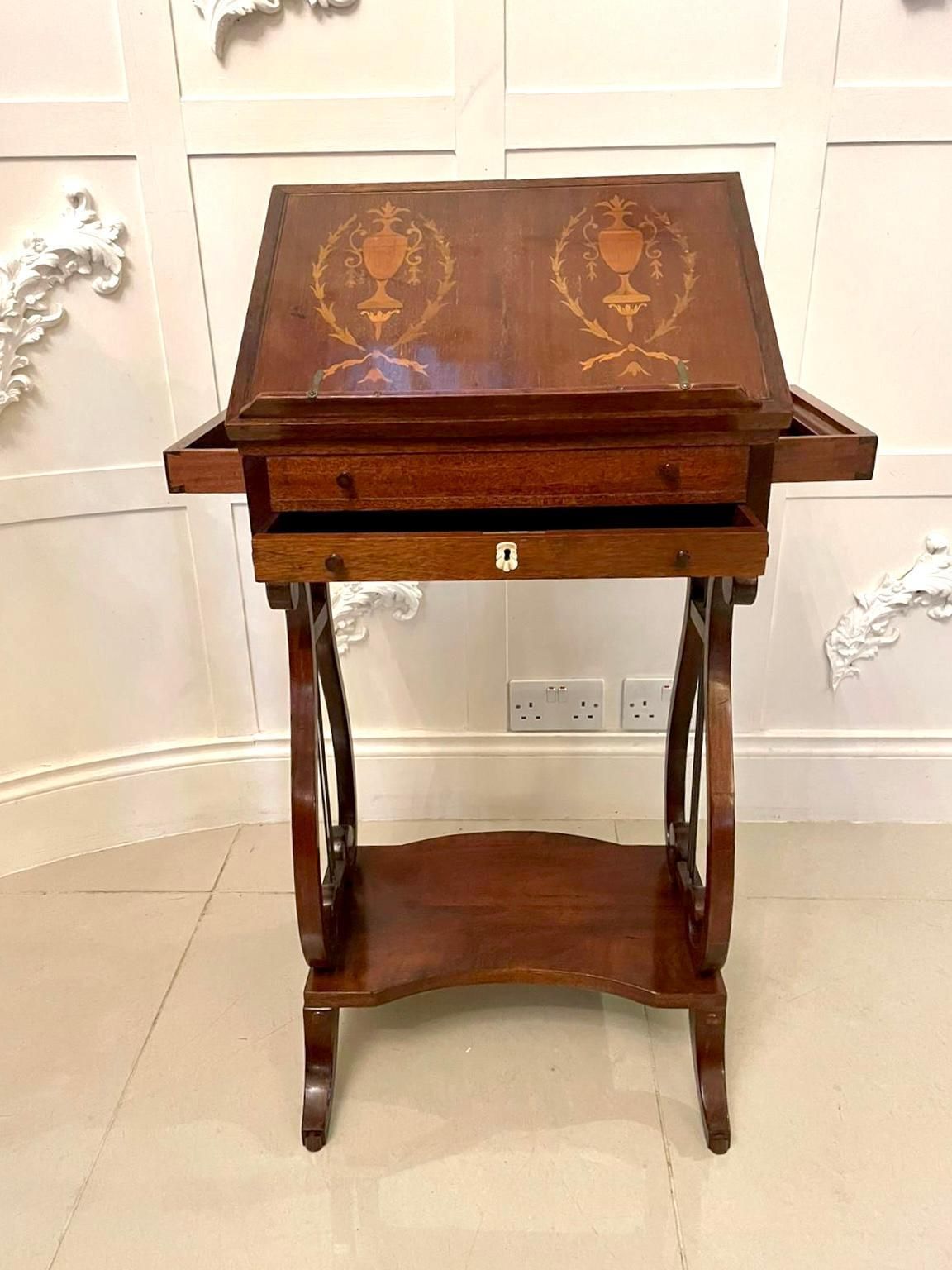 Furniture Outstanding Quality Antique Edwardian Inlaid Mahogany Reading Table photo