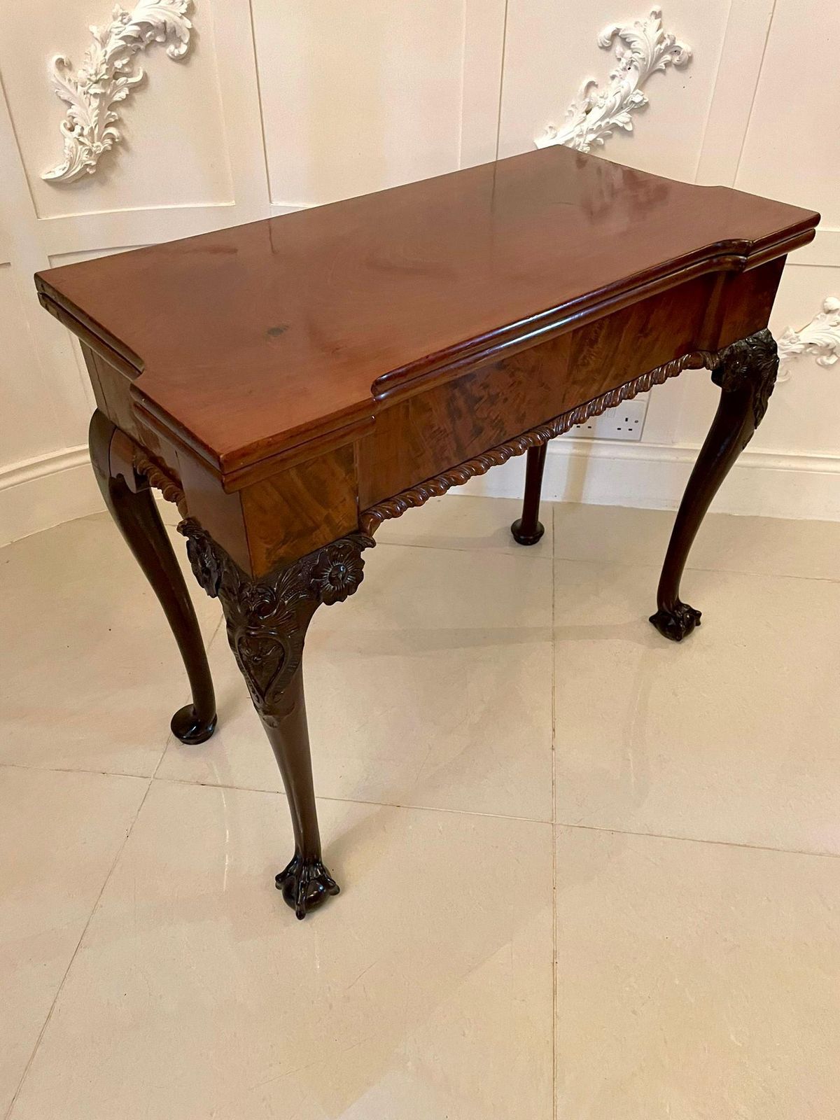 photo buy Antique George III 18th Century Chippendale Quality Carved Mahogany Card Table