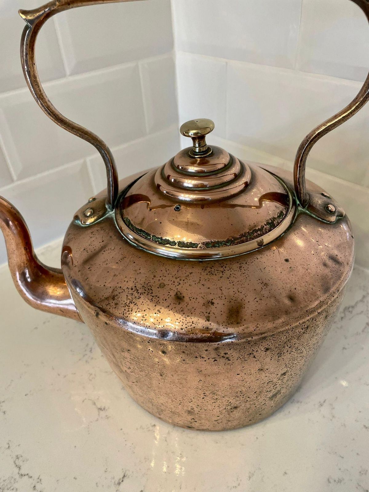 photo for sale Large Antique George III Quality Copper Kettle