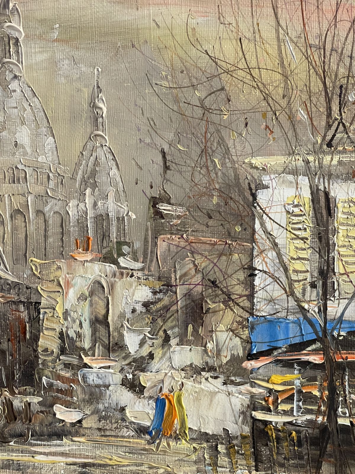 Oil Painting On Canvas, Paris, Place Du Tertre, Juinji Yamashita, 1973 photo furniture