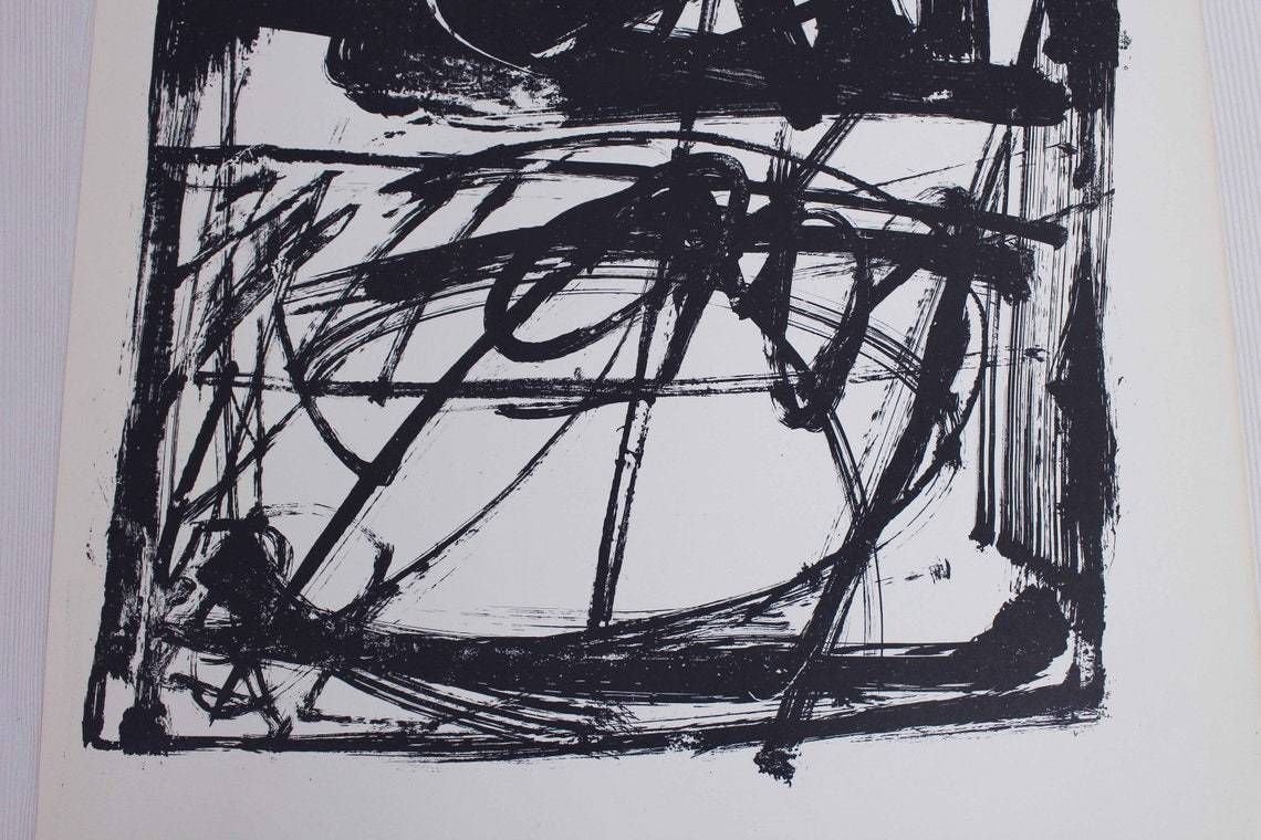 Lithograph By Swiss Artist Bernd Völkle 1963 photo vintage