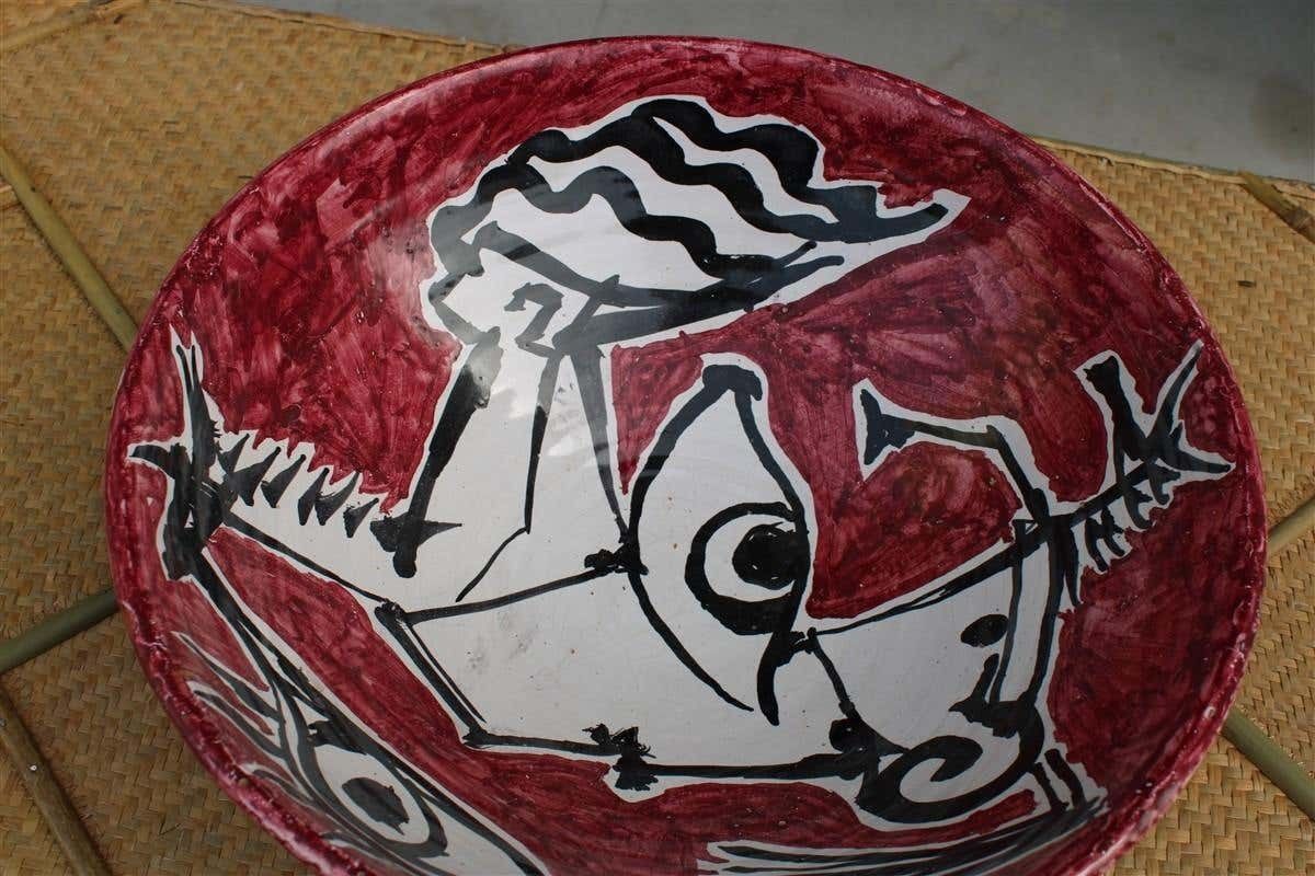 Round Big Decorative Bowls Mid Century Italian Design Red Marino Marini Attribu photo 1520.0