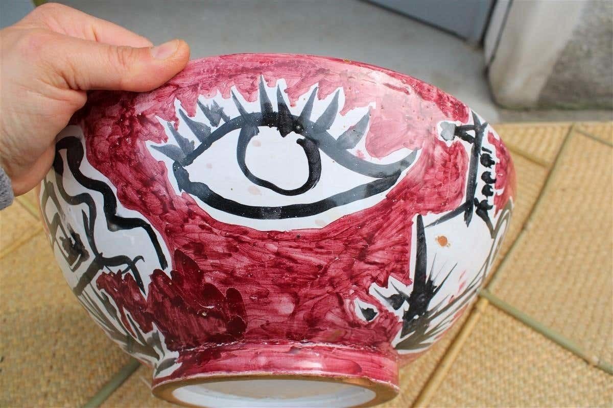 photo for sale Round Big Decorative Bowls Mid Century Italian Design Red Marino Marini Attribu