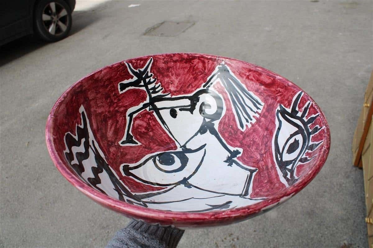 photo vintage Round Big Decorative Bowls Mid Century Italian Design Red Marino Marini Attribu
