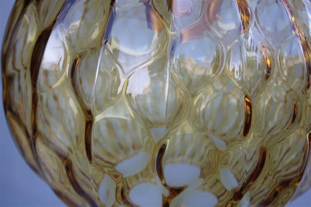 Lighting Italian Ceiling Ball Chandelier Venini Yellow Brass Chain, Italy, 1950s photo