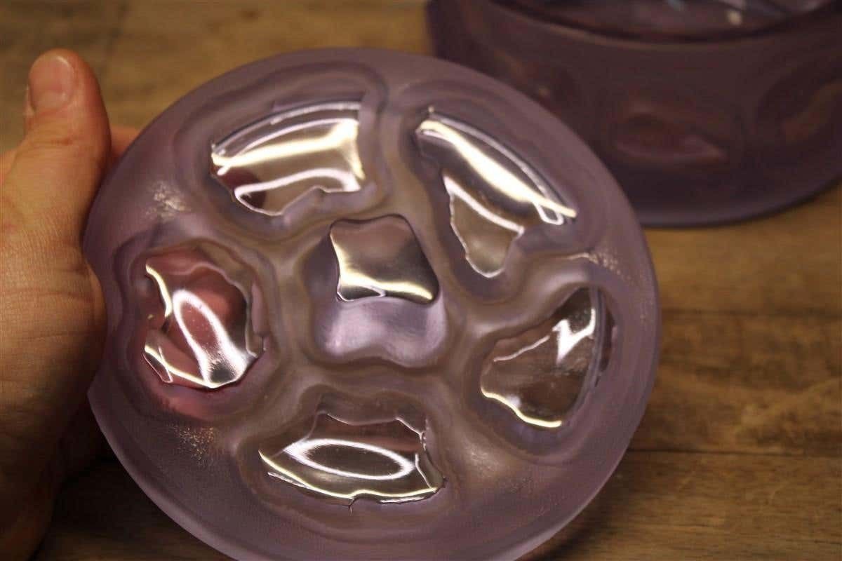 Round Box In Thick Heavy Crystal Italian Design 1950s Midcentury Wisteria Color photo 709.0