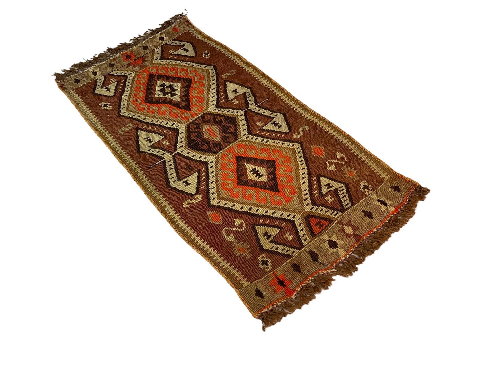 Traditioneel Turks Mini Kilimkleed, Vintage Anatolisch Turks Kelim 95 X 48 Cm photo vinterior