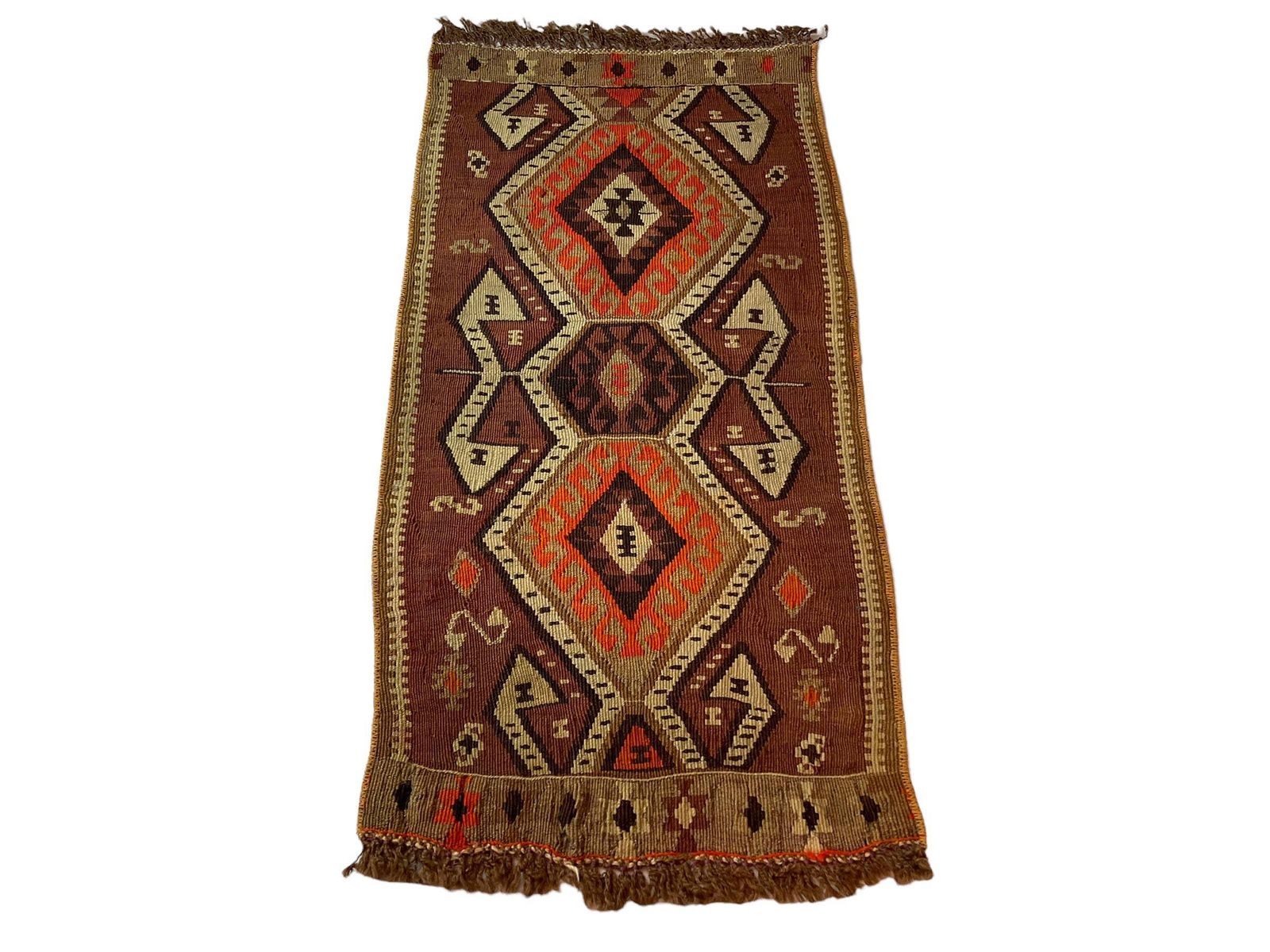 Traditional Turkish Mini Kilim Rug ,Vintage Anatolian Turkish Kelim 95 X 48 Cm photo vintage