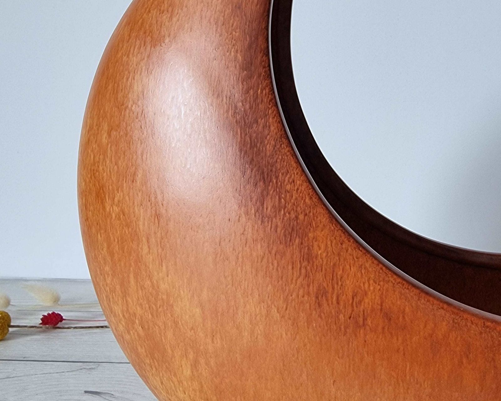 Bertoncello, Mottled Tobacco Tan Glaze, Modernist Crescent Moon Sculptural Planter Vase, 60s 80s photo Home Decor
