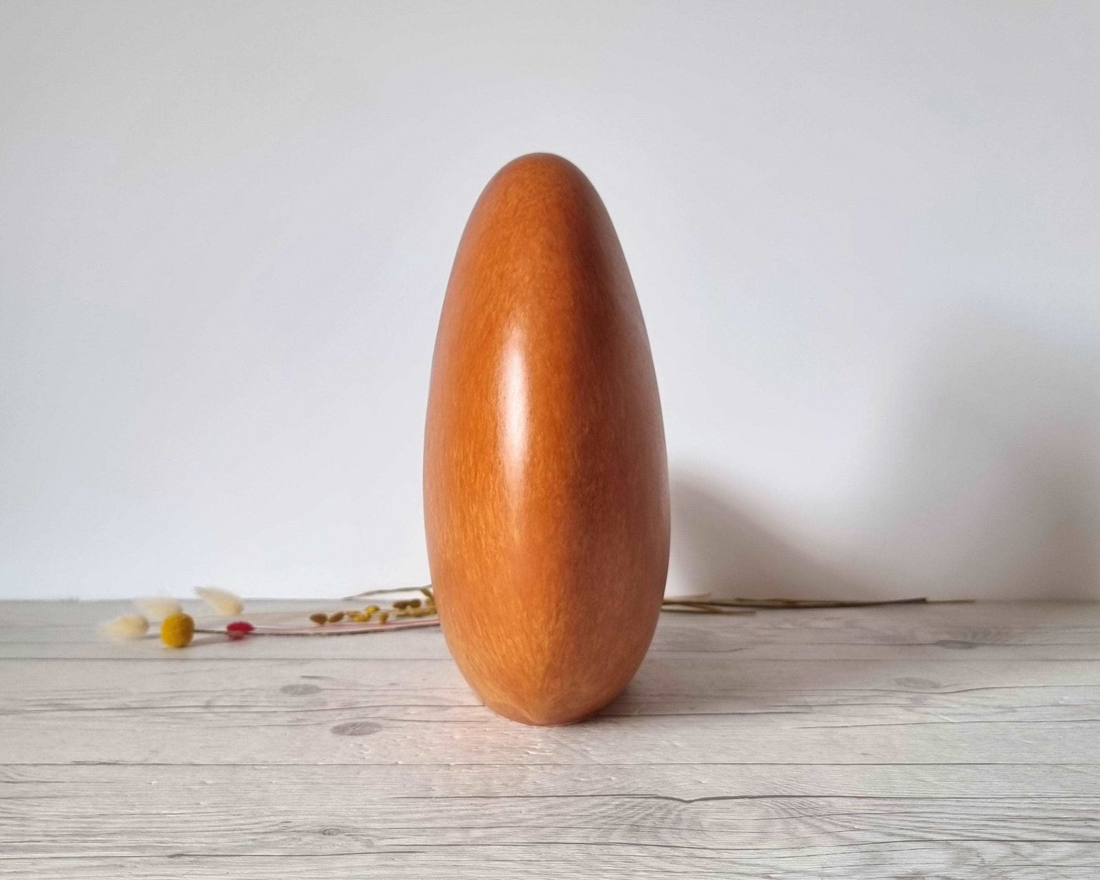 Bertoncello, Mottled Tobacco Tan Glaze, Modernist Crescent Moon Sculptural Planter Vase, 60s 80s photo vinterior