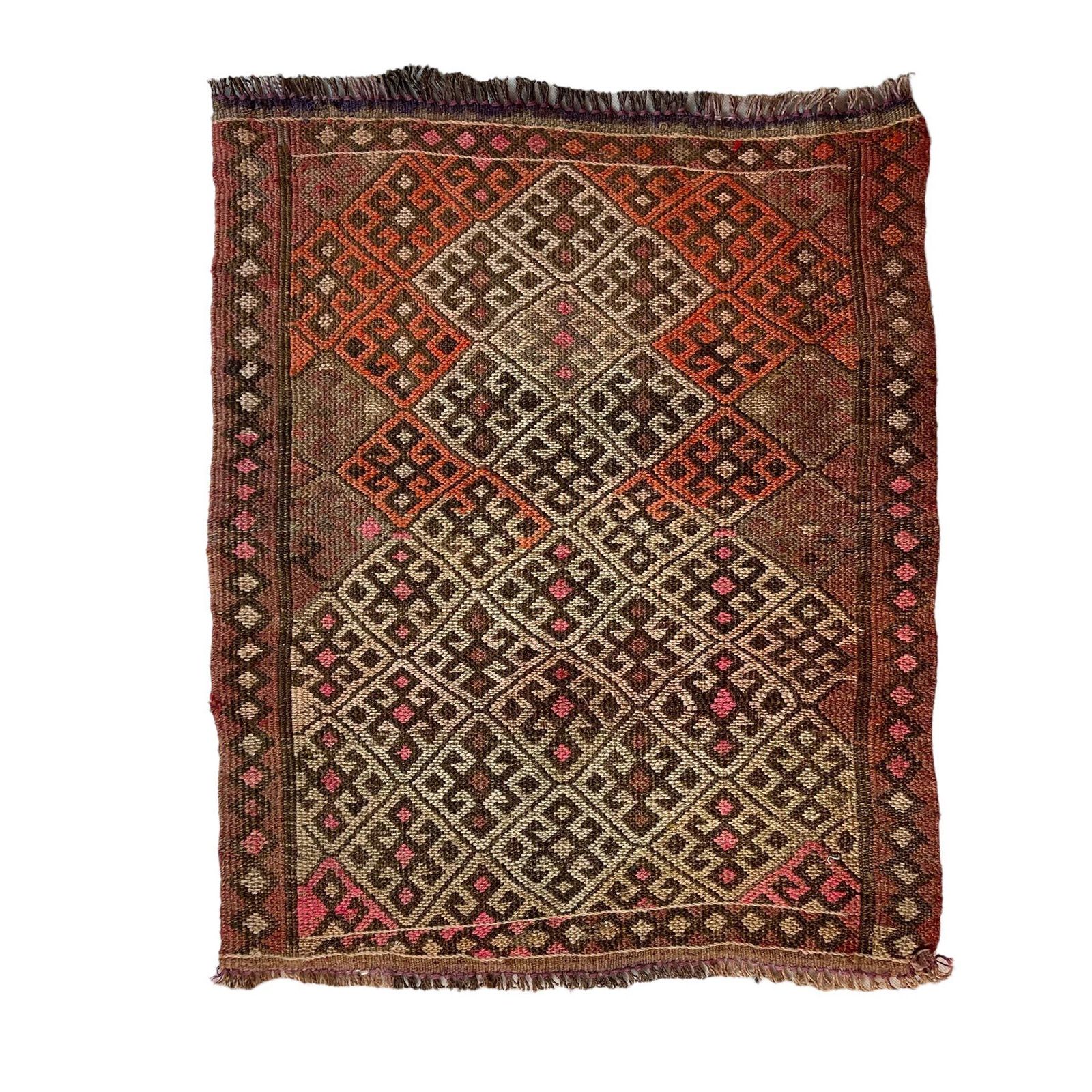 Traditional Turkish Mini Kilim Rug ,Vintage Anatolian Turkish Kelim 63x54 Cm photo Textiles