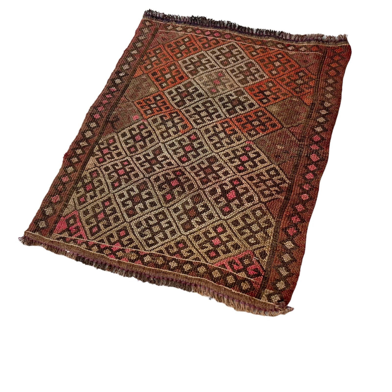 Traditional Turkish Mini Kilim Rug ,Vintage Anatolian Turkish Kelim 63x54 Cm photo vintage
