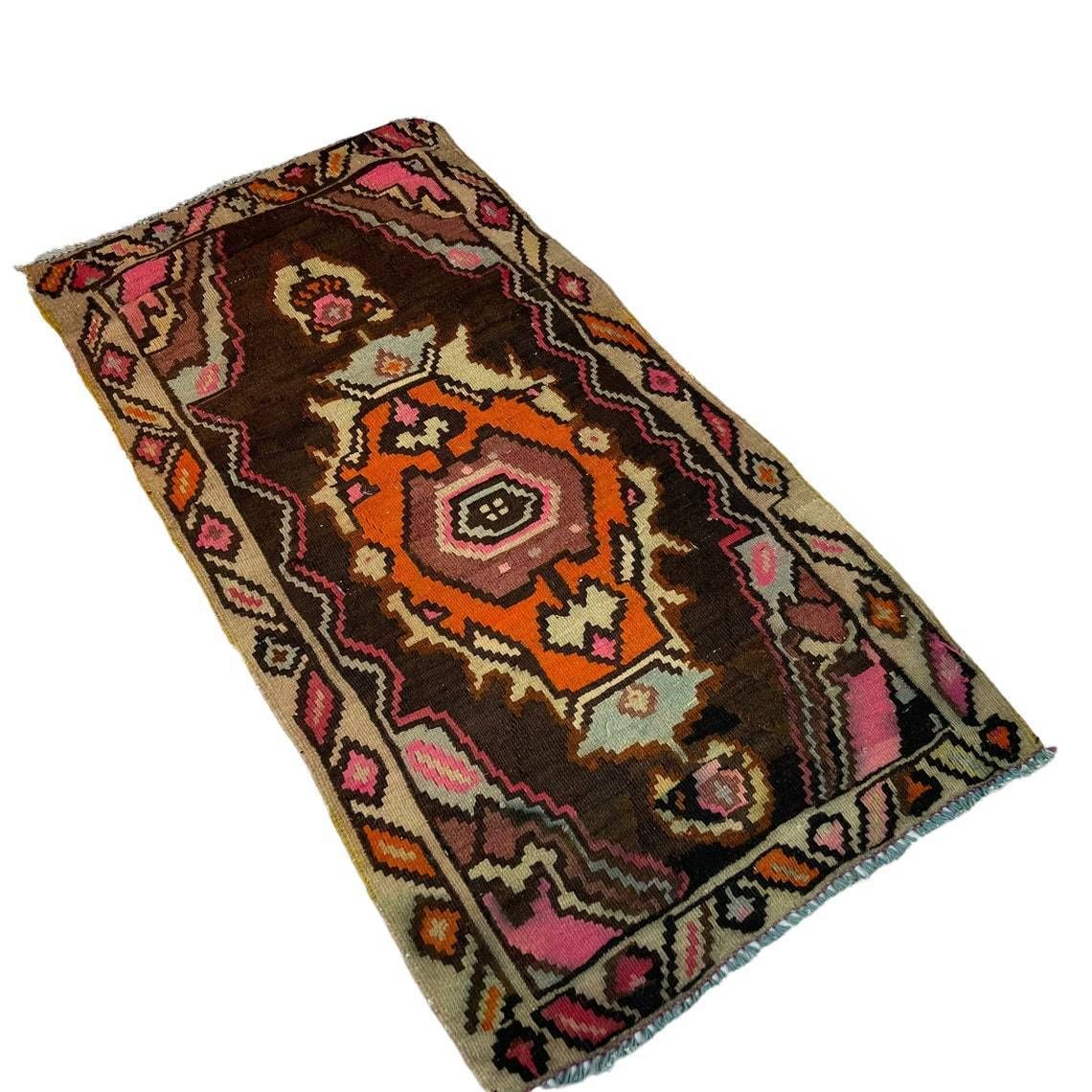 Traditional Turkish Mini Kilim Rug ,Vintage Anatolian Turkish Kelim 102 X 53 Cm photo Textiles
