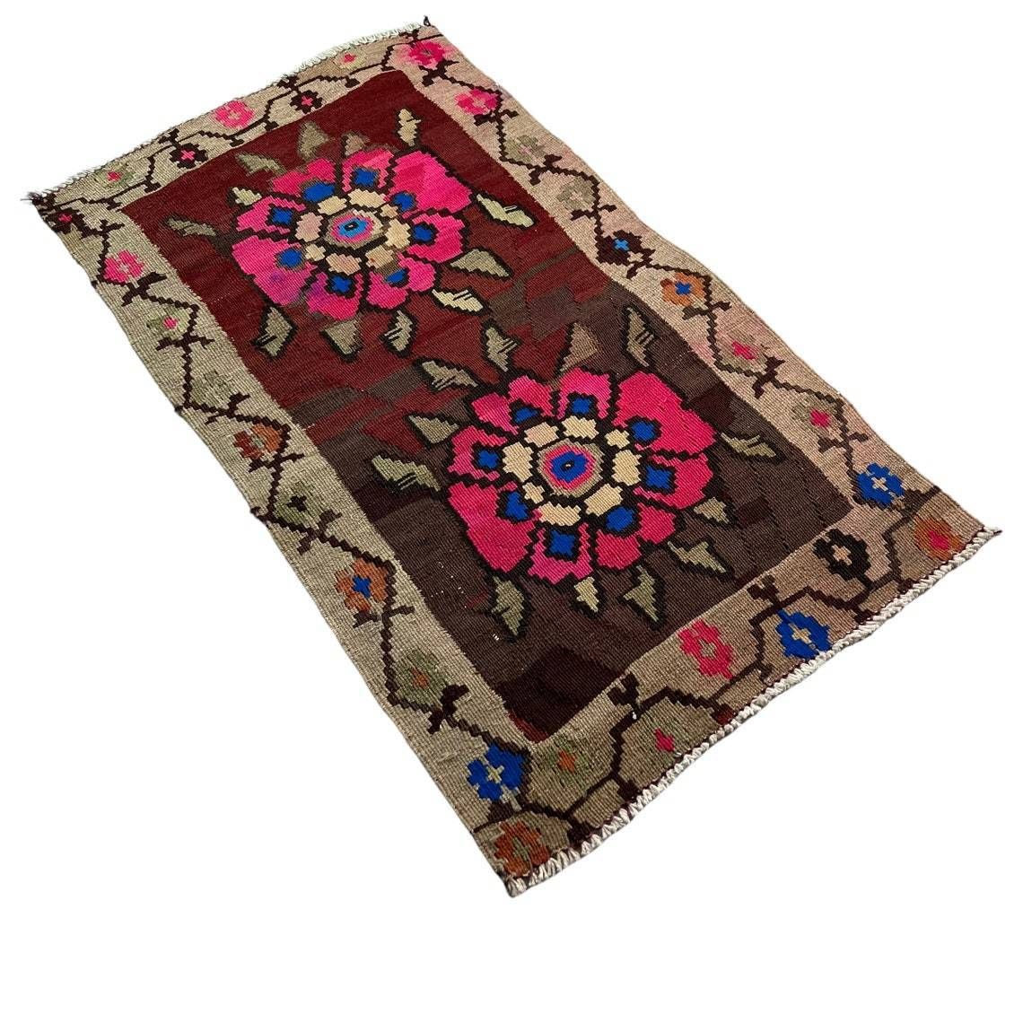 Traditioneel Turks Mini Kilimkleed, Vintage Anatolisch Turks Kelim 96 X 56 Cm photo vinterior