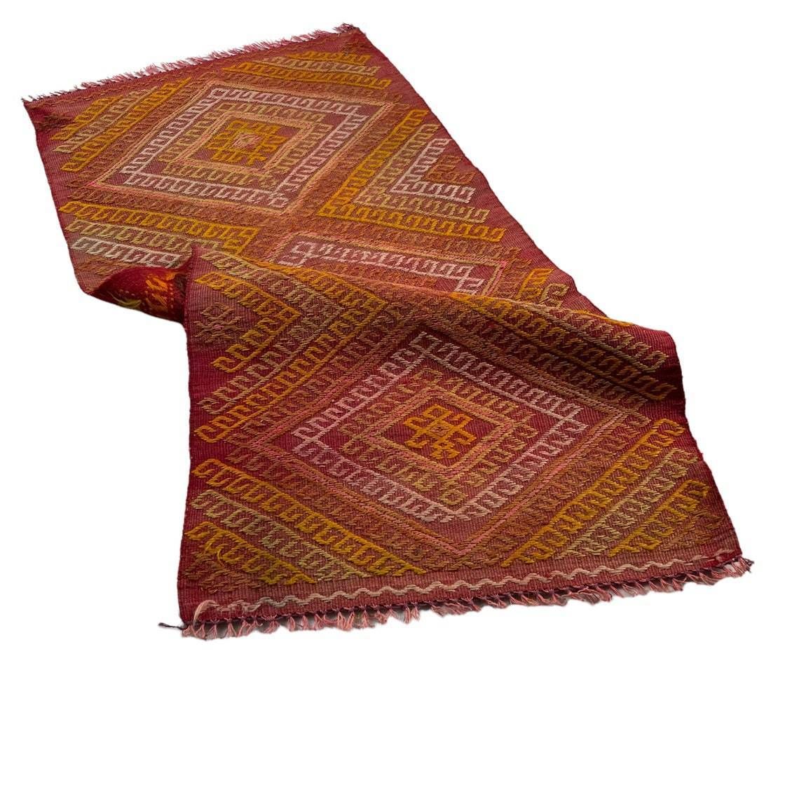 Traditional Turkish Mini Kilim Rug ,Vintage Anatolian Turkish Kelim 96 X 47 Cm photo furniture