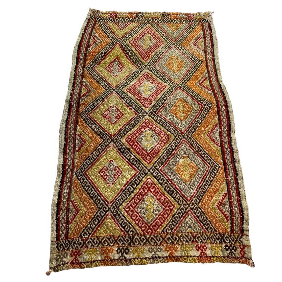 Traditional Turkish Mini Kilim Rug ,Vintage Anatolian Turkish Kelim 84 X 50 Cm photo 188.0