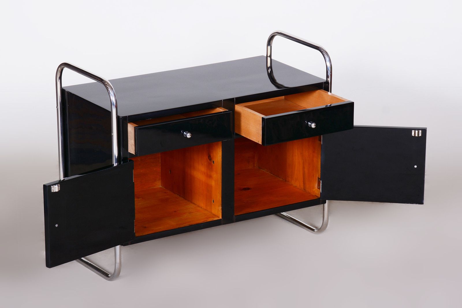 photo for sale Small Black Slezak Cabinet Made In 1930s Czechia.
