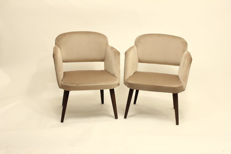 Set Of Two Velvet Armchairs, Upcycled