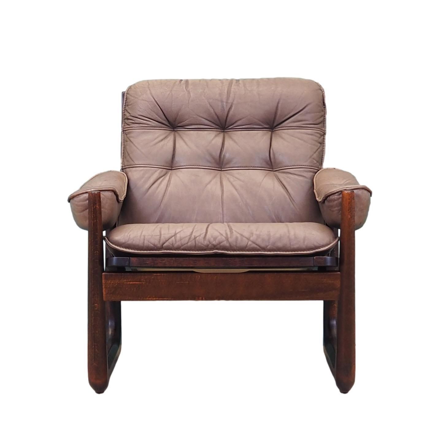 Leren Fauteuil, Deens Design, Jaren 1960, Geproduceerd Door Genega Møbler