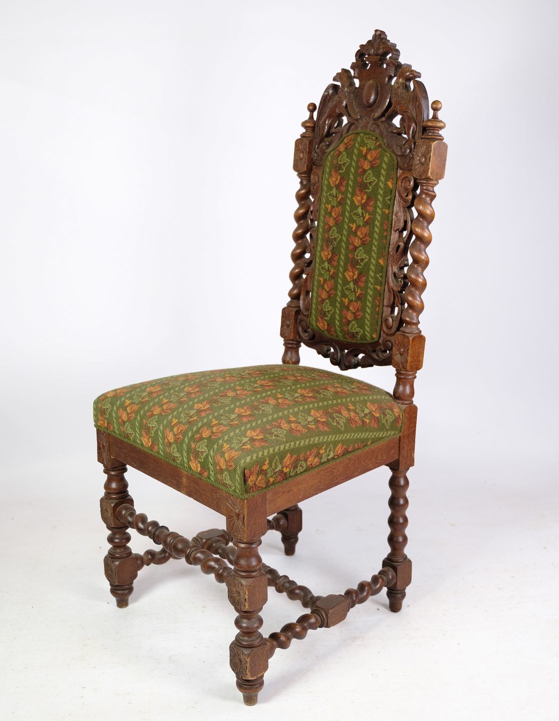 High Backed Chair In Solid Oak With Style Of The Renaissance From 1910.