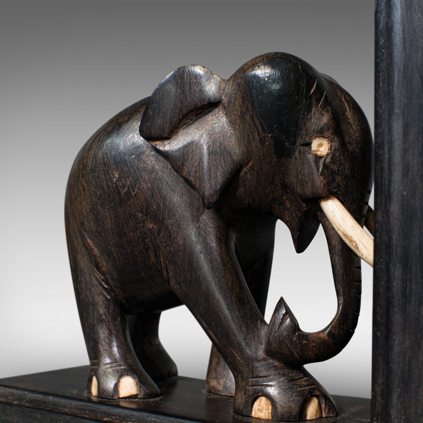 photo furniture Pair Of Small Antique Elephant Bookends, Anglo Indian, Ebony, C.1890