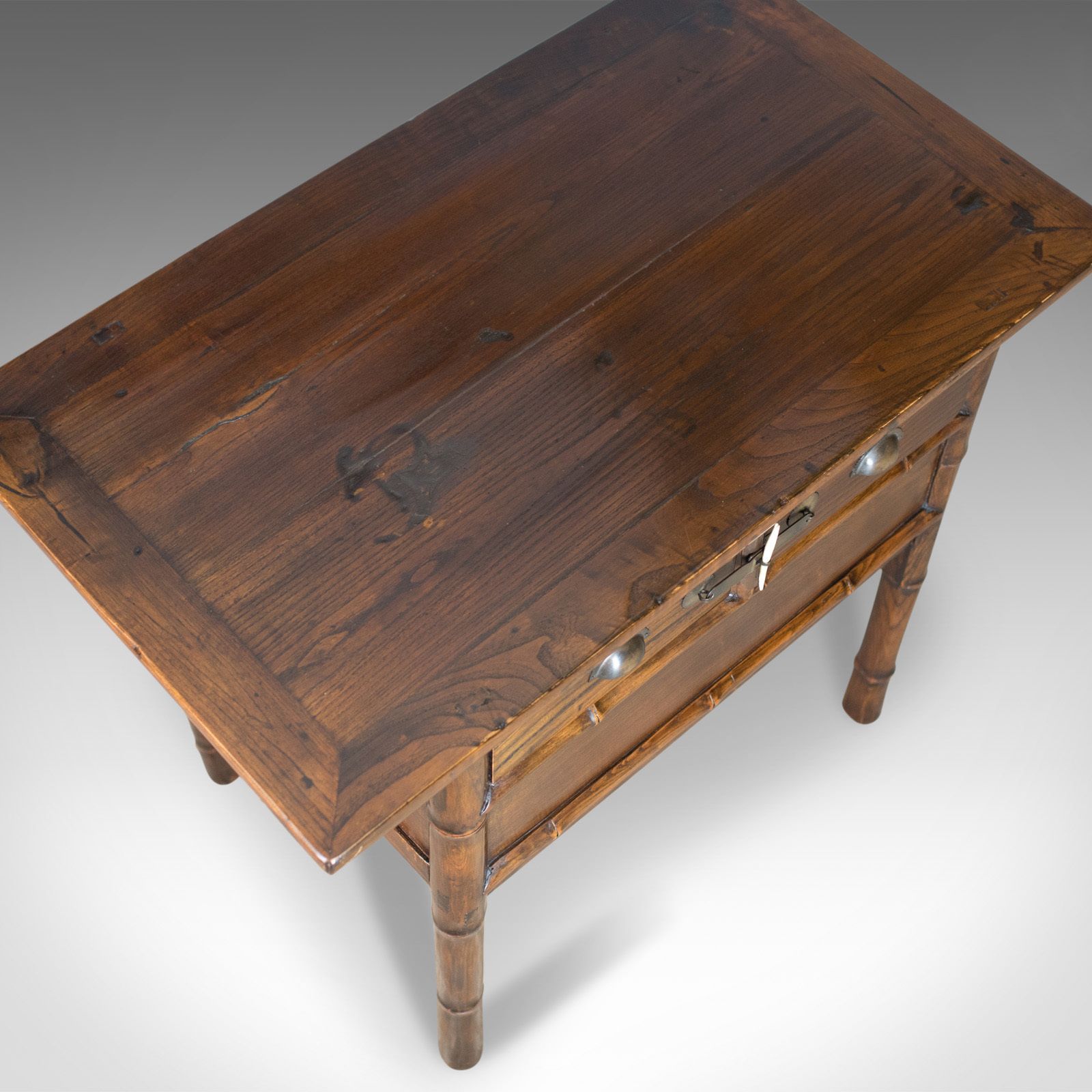 Oriental Side Table, Chinese Elm Cabinet, Late 20th Century photo 695.0