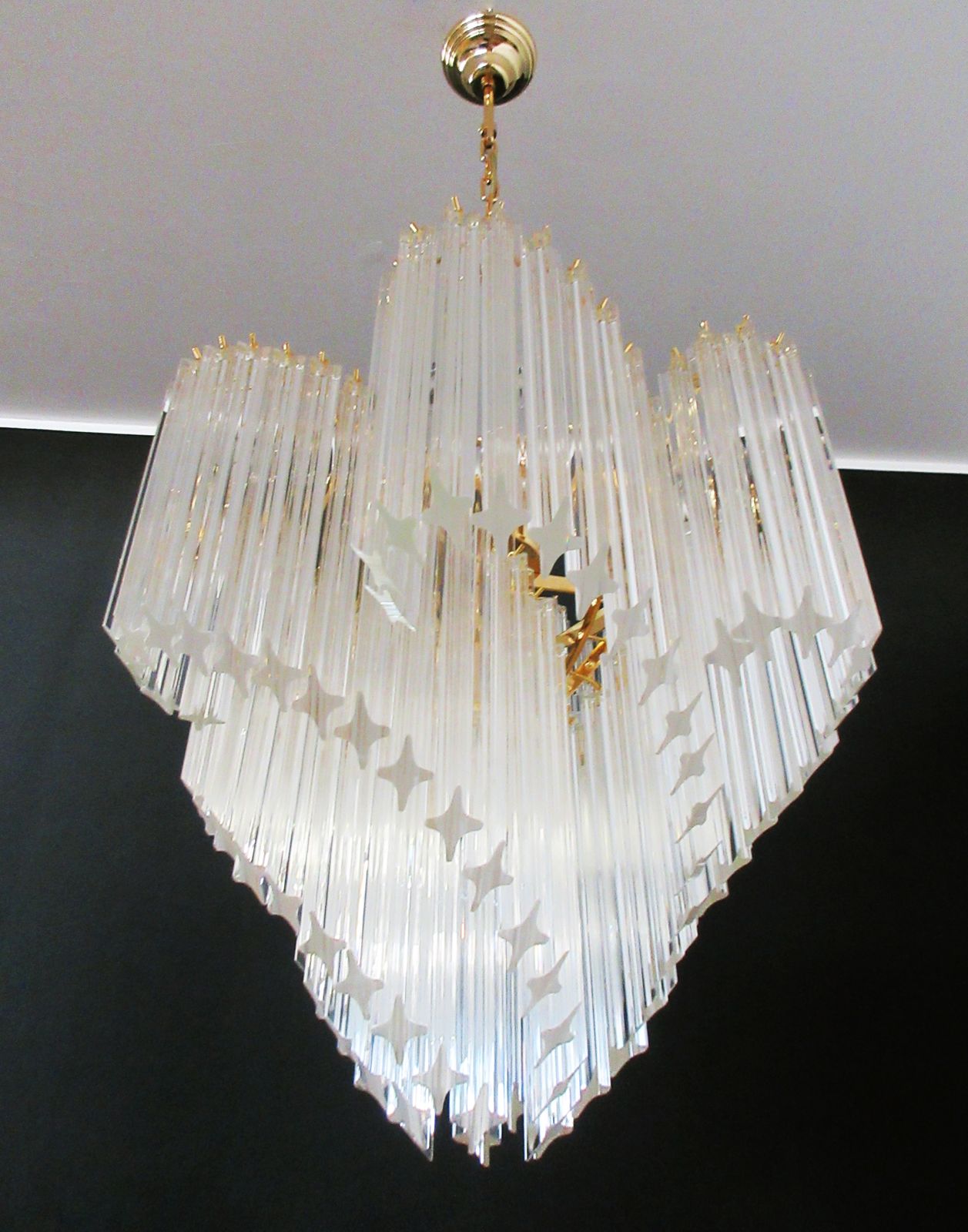 Modern Quadriedri Murano Glass Chandelier   114 Trasparent Prism Quadriedri photo vintage