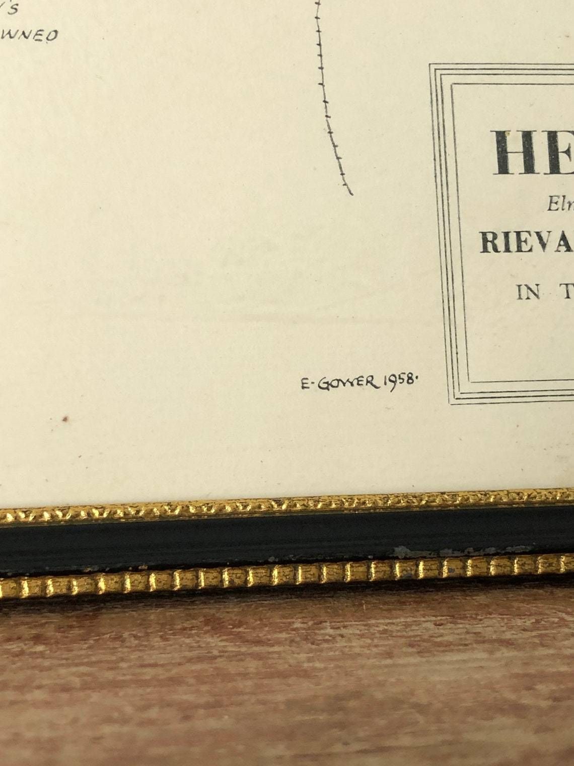 photo furniture Helmsley Rievaulx And Kirkdale York 1958 Map Sketch Rare E Gower Print History Historical Drawing In Hogarth Frame (Ll)